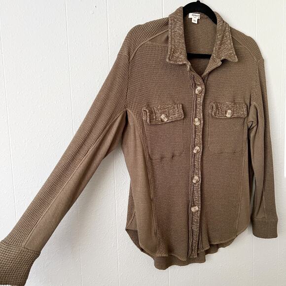 Dylan Shacket Womens Small Waffle Knit Button Front Boho Minimalist Streetwear - Picture 5 of 13